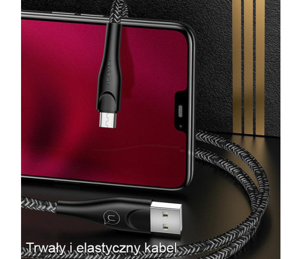 USAMS Kabel pleciony U41 microUSB 1m 2A czerwony - 1569115 - zdjęcie 3
